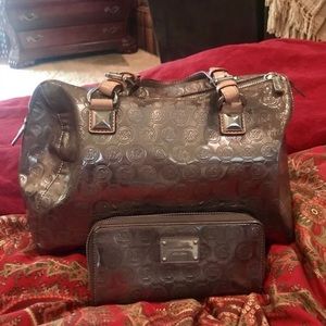 Monogrammed Michael Kors Metallic handbag & wallet